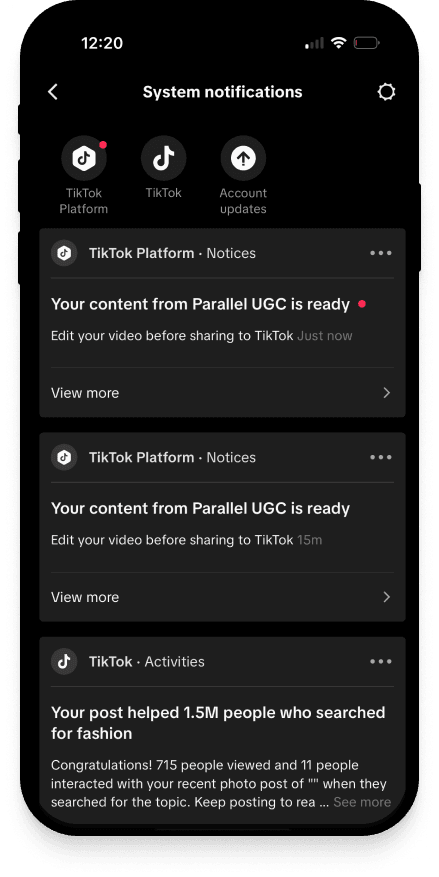 TikTok result on phone